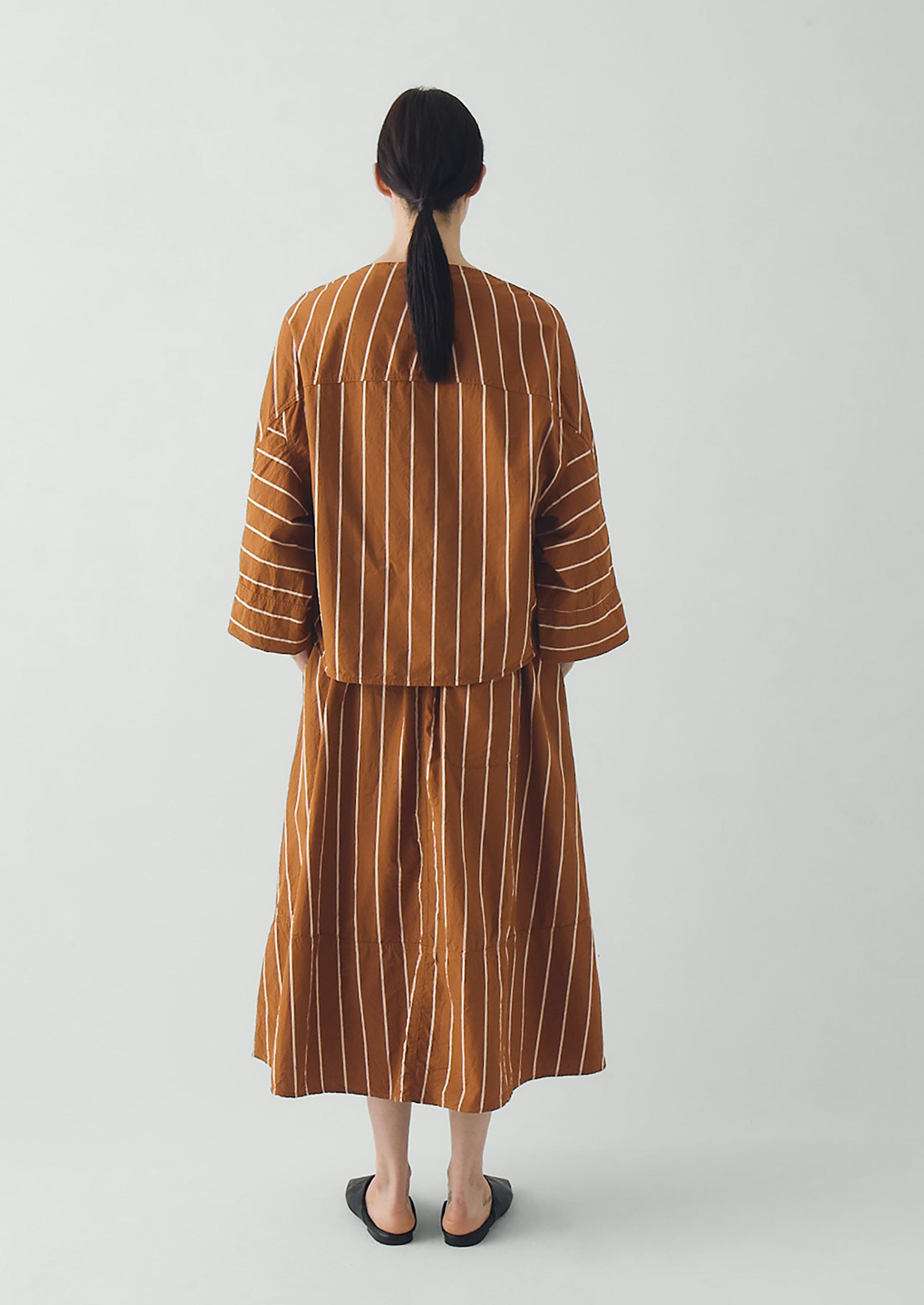 Garland Stripe Cotton Smock Top | Copper/Ecru | TOAST