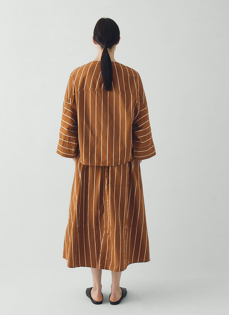 Garland Stripe Cotton Smock Top | Copper/Ecru