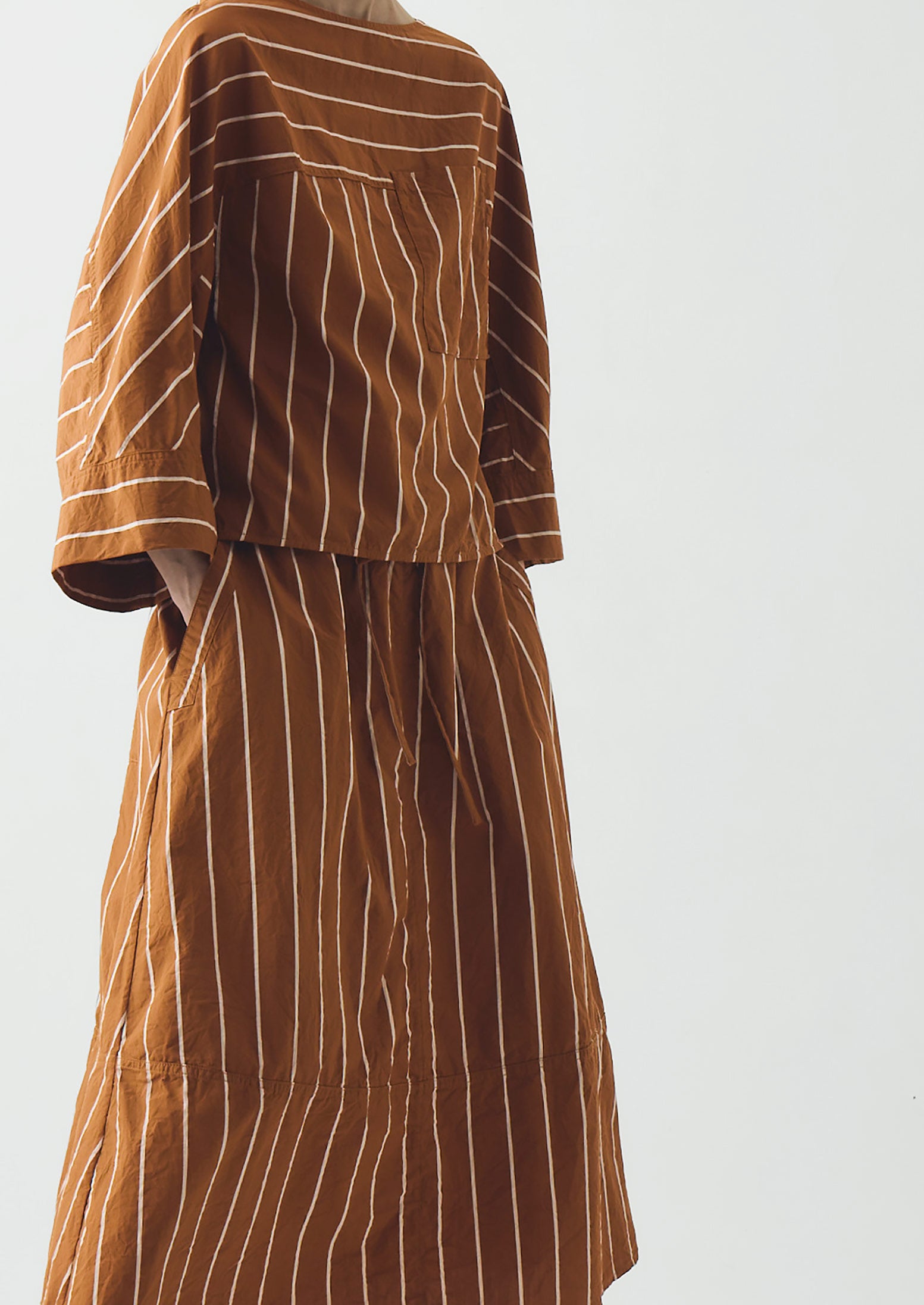 Garland Stripe Cotton Smock Top | Copper/Ecru | TOAST