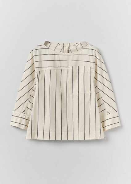 Garland Stripe Cotton Smock Top | Ecru/Charcoal | TOAST