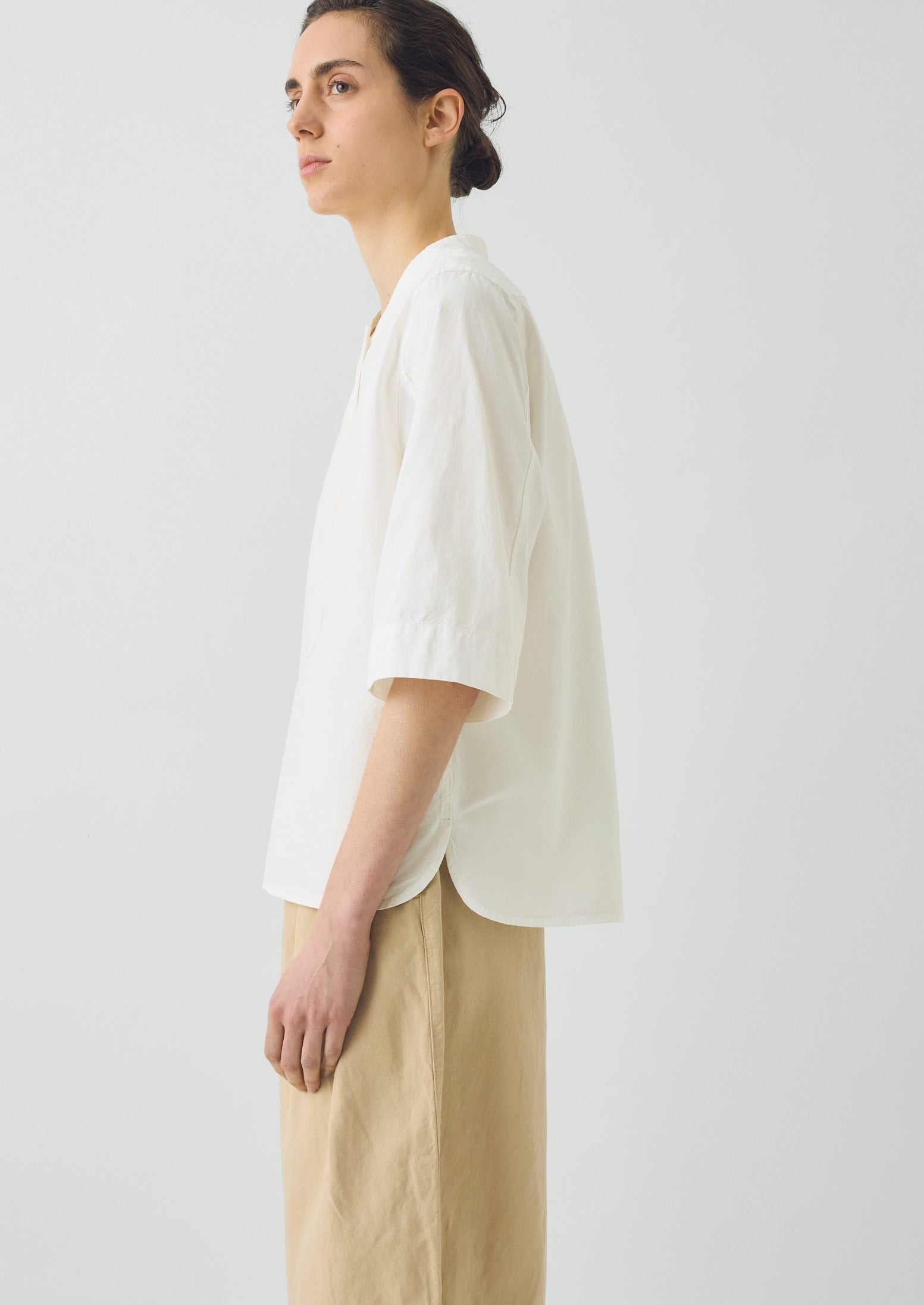 Applied Placket Cotton Linen Top | Vintage White | TOAST