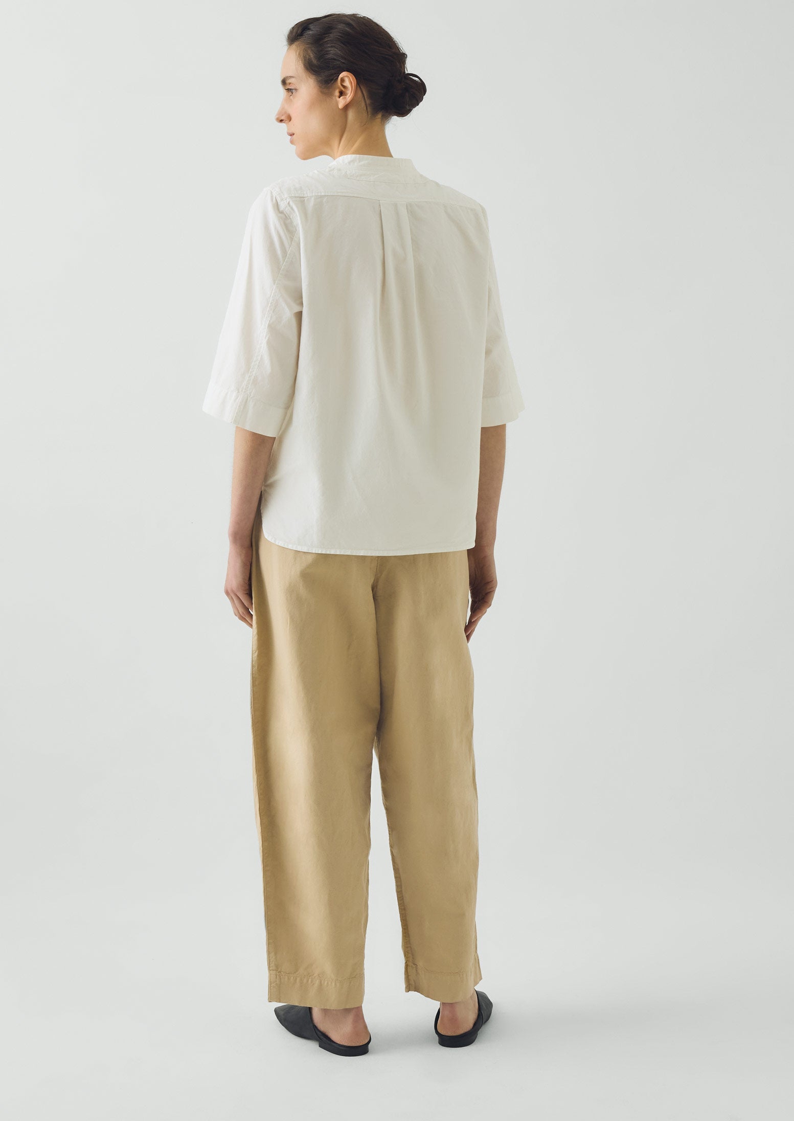 Applied Placket Cotton Linen Top | Vintage White | TOAST