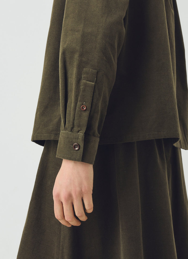Cotton Needlecord Shirt | Seaweed