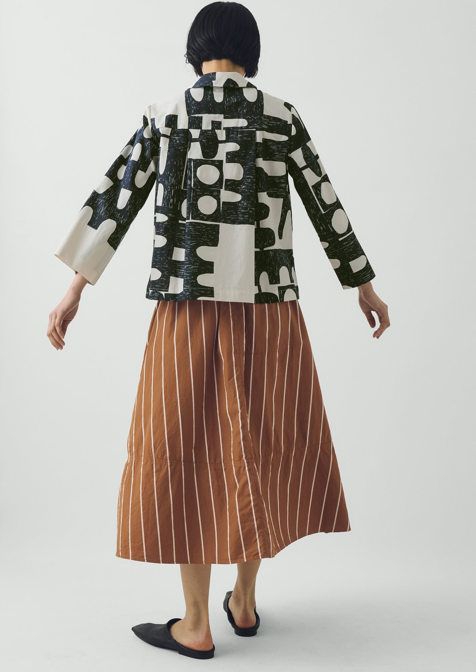 Totem Print Cotton Poplin Shirt | Ink/Dove | TOAST