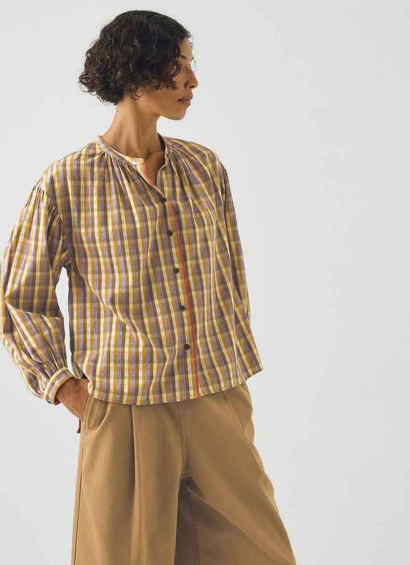 Harvest Check Mulmul Cotton Shirt | Wisteria/Olive