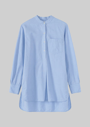 Taro Cotton Oxford Long Shirt | Chambray