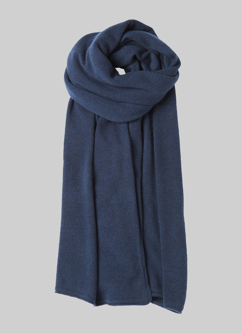 Cashmere Wool Wrap Scarf | Navy
