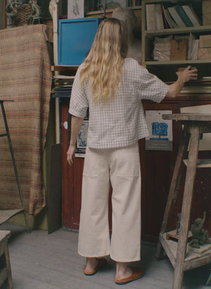 パンツ everyone soft denim pants (ecru) L everyone soft denim pants (ECRU) S