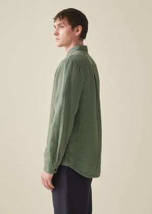 Loop Button Linen Shirt | Sage