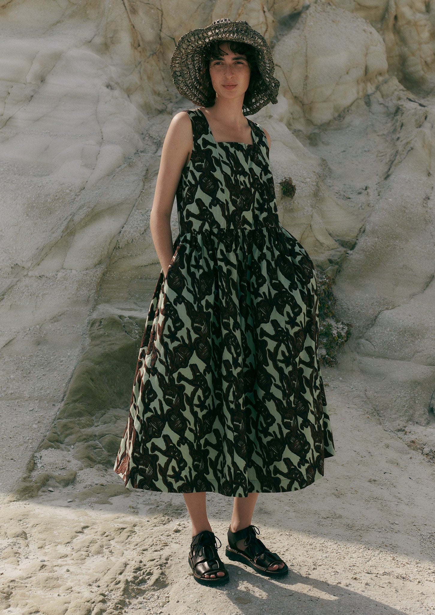 Maeve Sea Kelp Organic Cotton Dress | Sea Grass