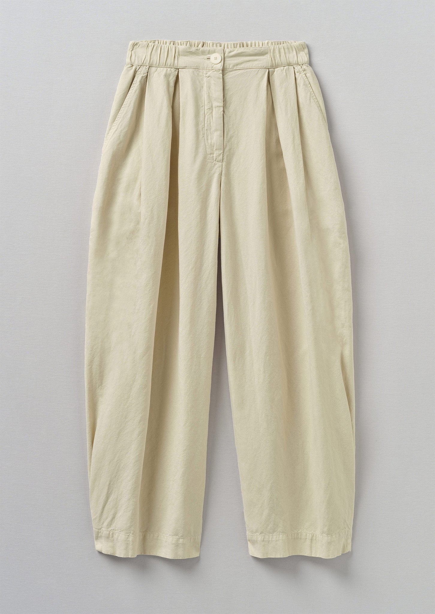 Cotton Linen Canvas Wide Leg Pants | Parchment